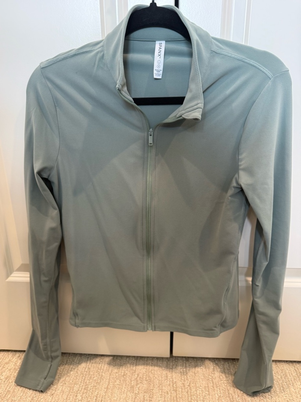 Spanx sage  green full zip jacket